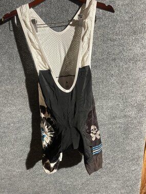 Twin Six Cycling Bib Shorts Womens Medium Black Padded Chamois Bike Skull Floral